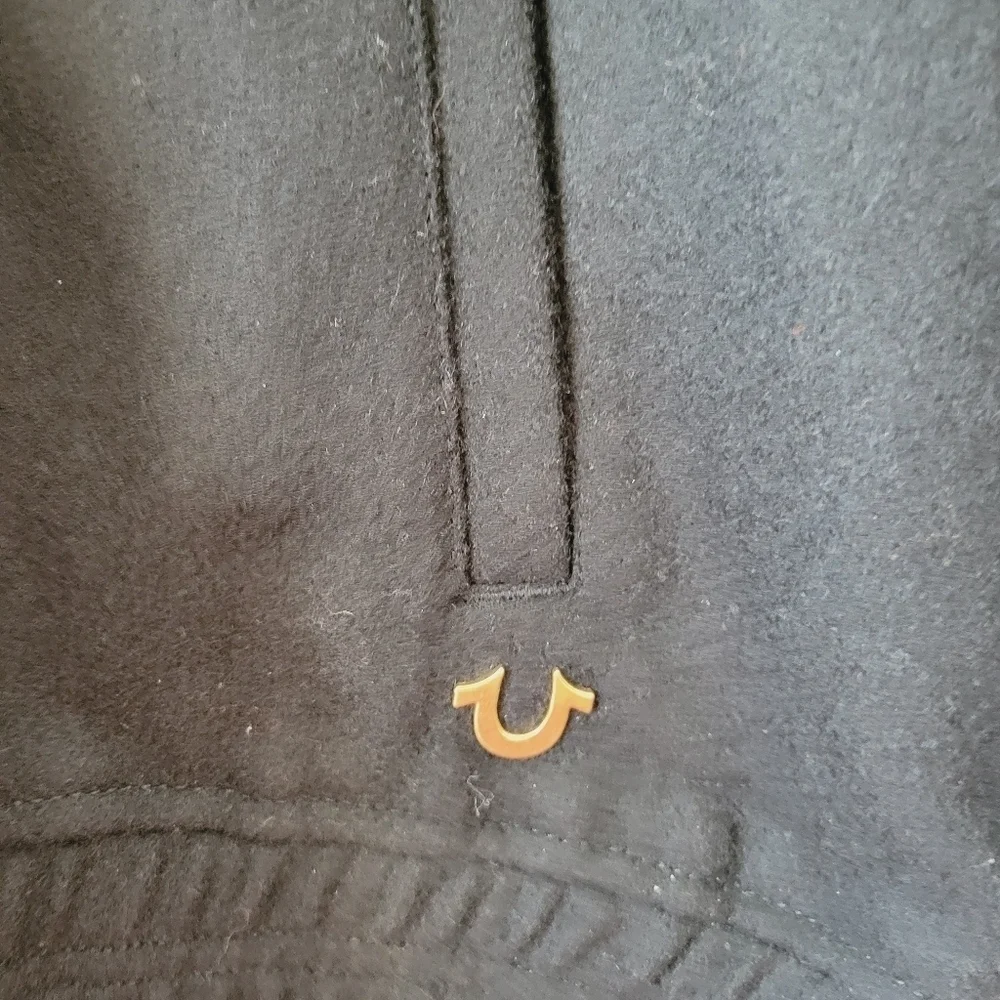 True Religion Black Wool Blend Varsity Jacket
